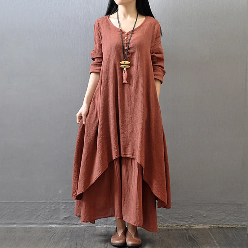 Mori Girl Style Vintage Cotton-Linen Dress