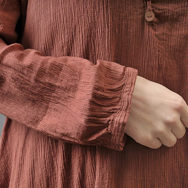 Mori Girl Style Vintage Cotton-Linen Dress