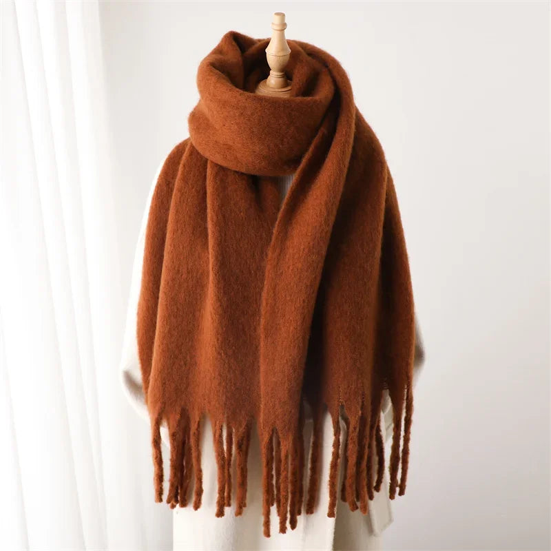 M&T Wear - Winter Scarf for Women Cashmere Warm Solid Pashmina Blanket Wraps Female Thick Soft Bufanda Big Tassel Shawl Long Poncho Echarpe - M&T Wear