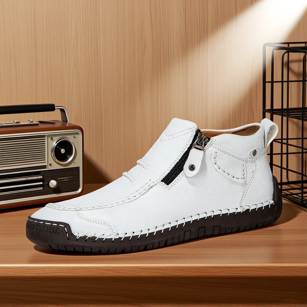 M&T Wear - New Casual Shoes for Men White Luxury Round Toe Men Ankle Boots Light Slip on Walking Shoes Outdoor Comfor Men High Top Sneakers - M&T Wear