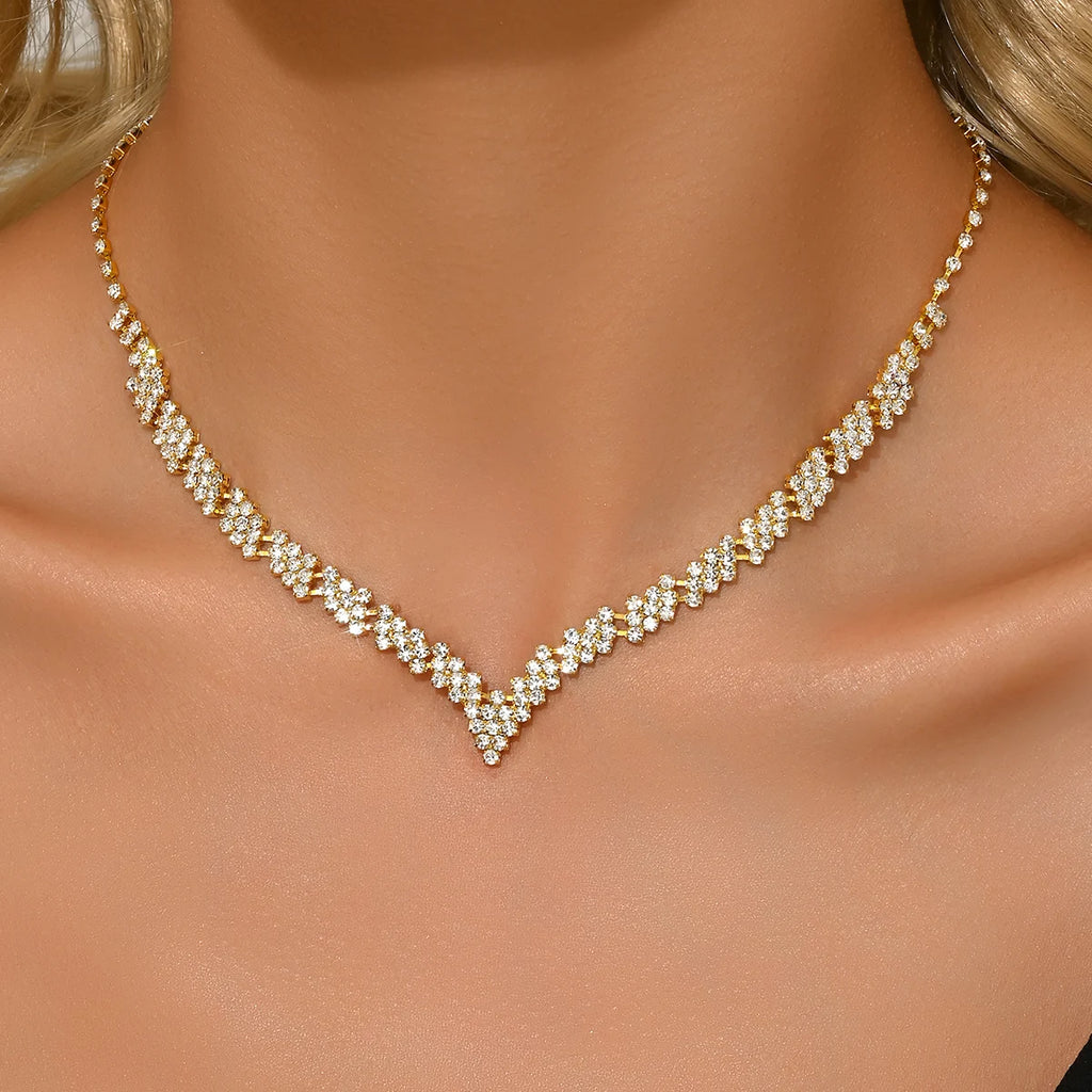 M&T Wear - Light Luxury Women's Necklace, Multi-Color Chain with Rhinestones