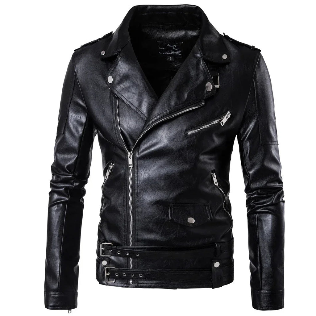 M&T Wear - Men Outdoor Sport Leather Jacket Motorcycle Cool Coat Jacket Men Lapel Leather Jackets Mens Fashion Clothing Real Leather Coat - M&T Wear