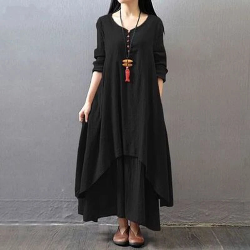 Mori Girl Style Vintage Cotton-Linen Dress