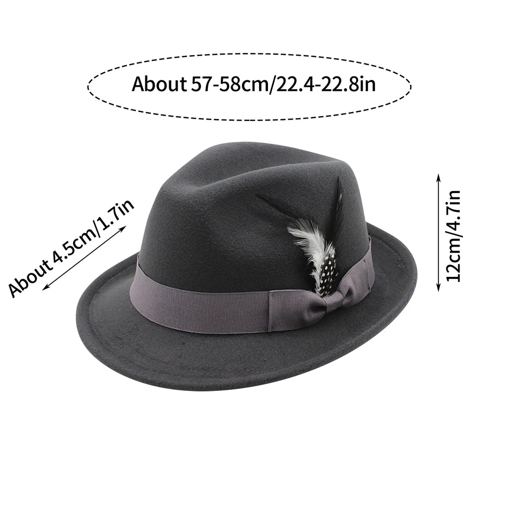 M&T Wear - Elegant Feather Felt Jazz Top Hat