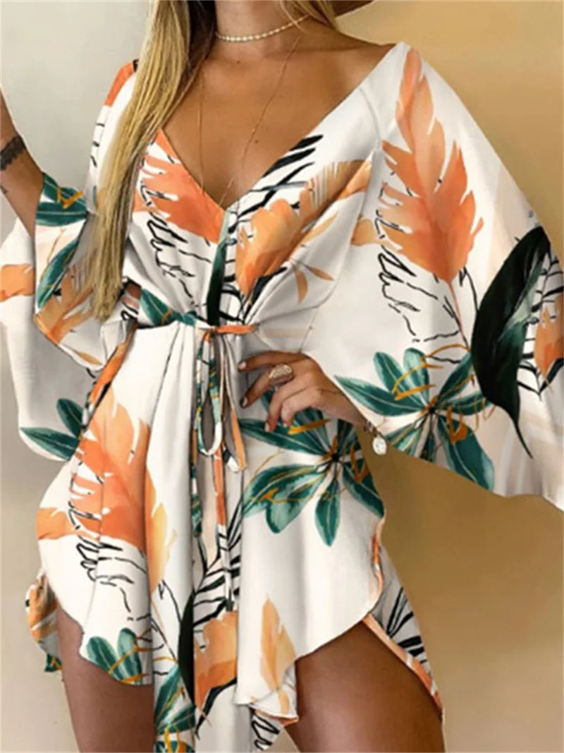 Bohemian V-Neck Mini Dress