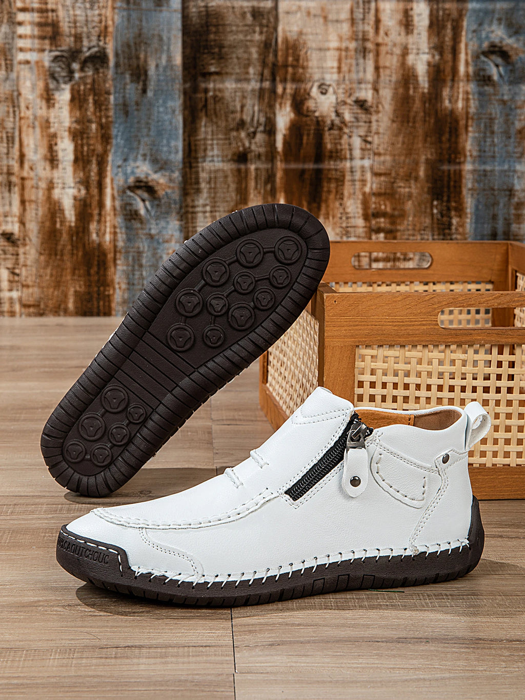 M&T Wear - New Casual Shoes for Men White Luxury Round Toe Men Ankle Boots Light Slip on Walking Shoes Outdoor Comfor Men High Top Sneakers - M&T Wear