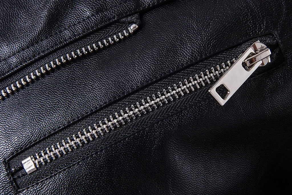 M&T Wear - Men Outdoor Sport Leather Jacket Motorcycle Cool Coat Jacket Men Lapel Leather Jackets Mens Fashion Clothing Real Leather Coat - M&T Wear