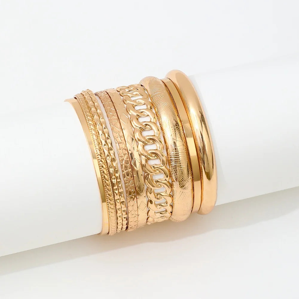 M&T Wear - 10pcs Metal Bangles Set for Women