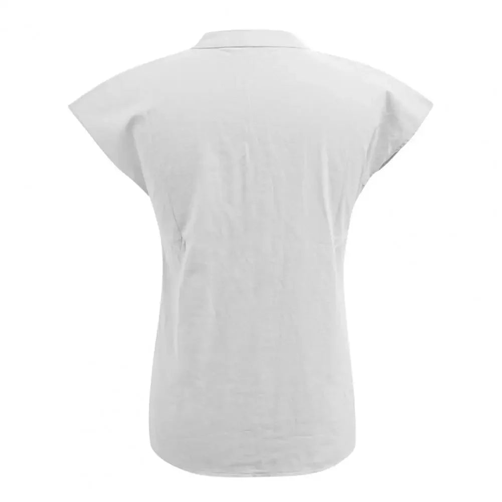 M&T Wear - Women's Cotton Linen V-Neck Summer Blouse