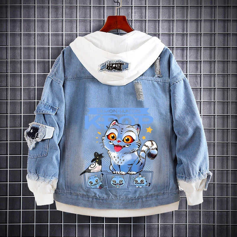 M&T Wear - Kids Denim Jacket Anime Kpop Demon Hunter Saja Boys New Autumn Sweatshirts Hooded Coats Fashion  Adult Casual Streetwear Clothes - M&T Wear