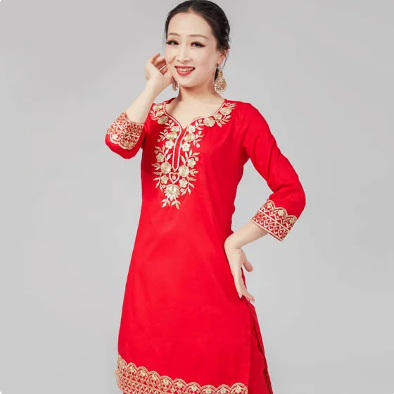 M&T Wear - Pakistani Clothing Women's Pure Cotton Embroidered Side Concealed Long Sleeved Shirt