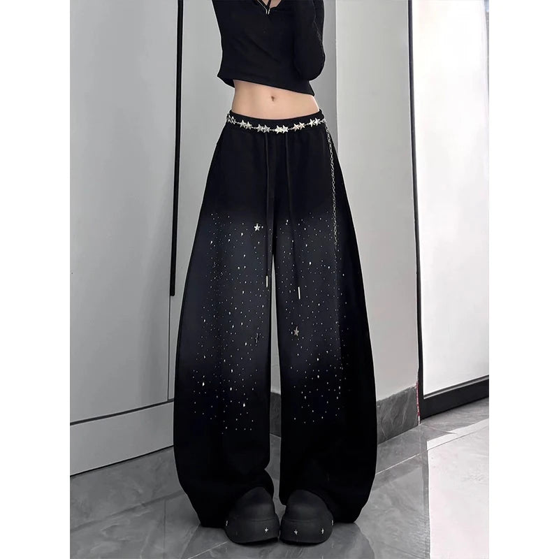 Rhinestone "Starry Sky" Gradient Jazz Jeans