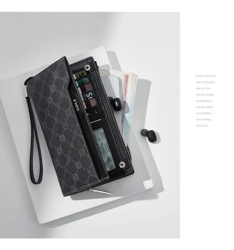 M&T Wear - GOLF Long Wallet for Men, Leather Clutch & Organizer