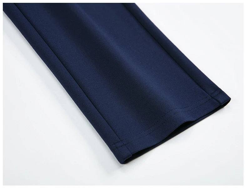 High-Waist Stretch Straight-Leg Casual Trousers