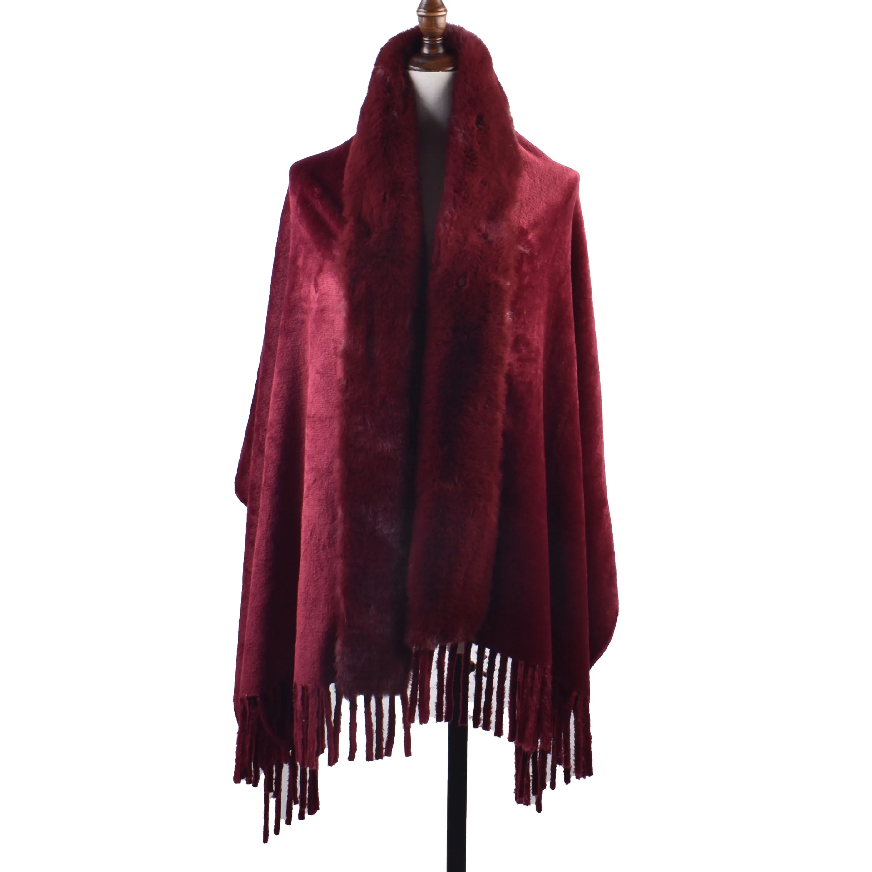 M&T Wear - Winter New Solid Color Shawl Warm Women's Wool Neck Scarf Shawl Dual purpose Thickened Dress Shawl - M&T Wear