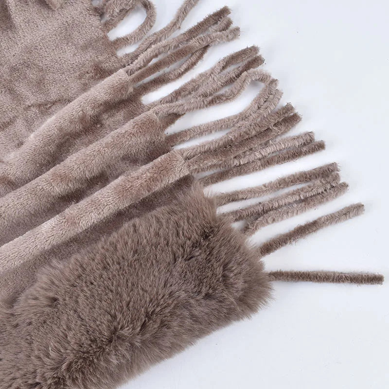 M&T Wear - Winter New Solid Color Shawl Warm Women's Wool Neck Scarf Shawl Dual purpose Thickened Dress Shawl - M&T Wear