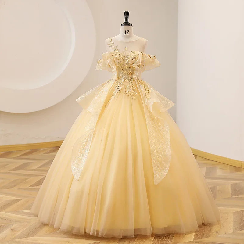 Champagne Organza Performance Ball Gown