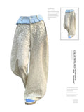 Beige Leopard Print Y2K Baggy Jeans