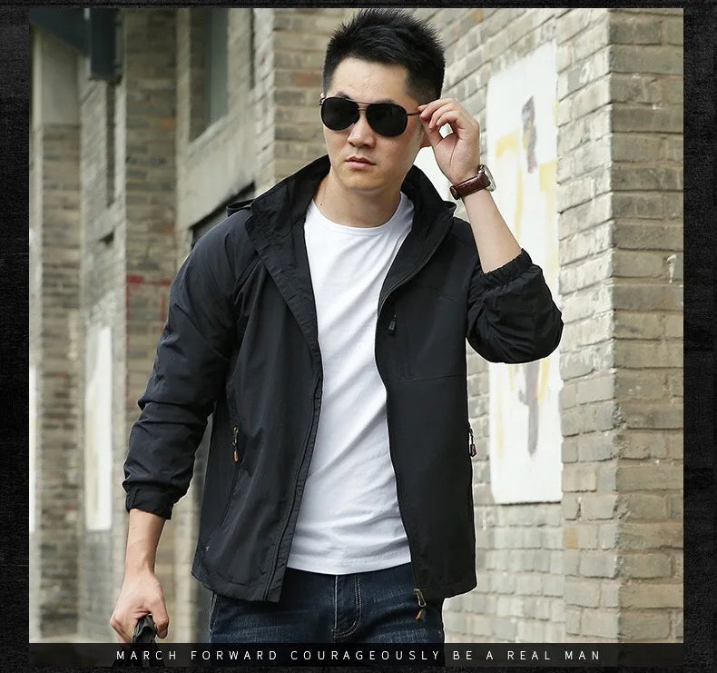 M&T Wear - Men's Outdoor Hiking Camping Jackets Waterproof Hooded Windbreaker Coat Autumn New Casual Jacket Tactics Military Jacket Men 6XL - M&T Wear