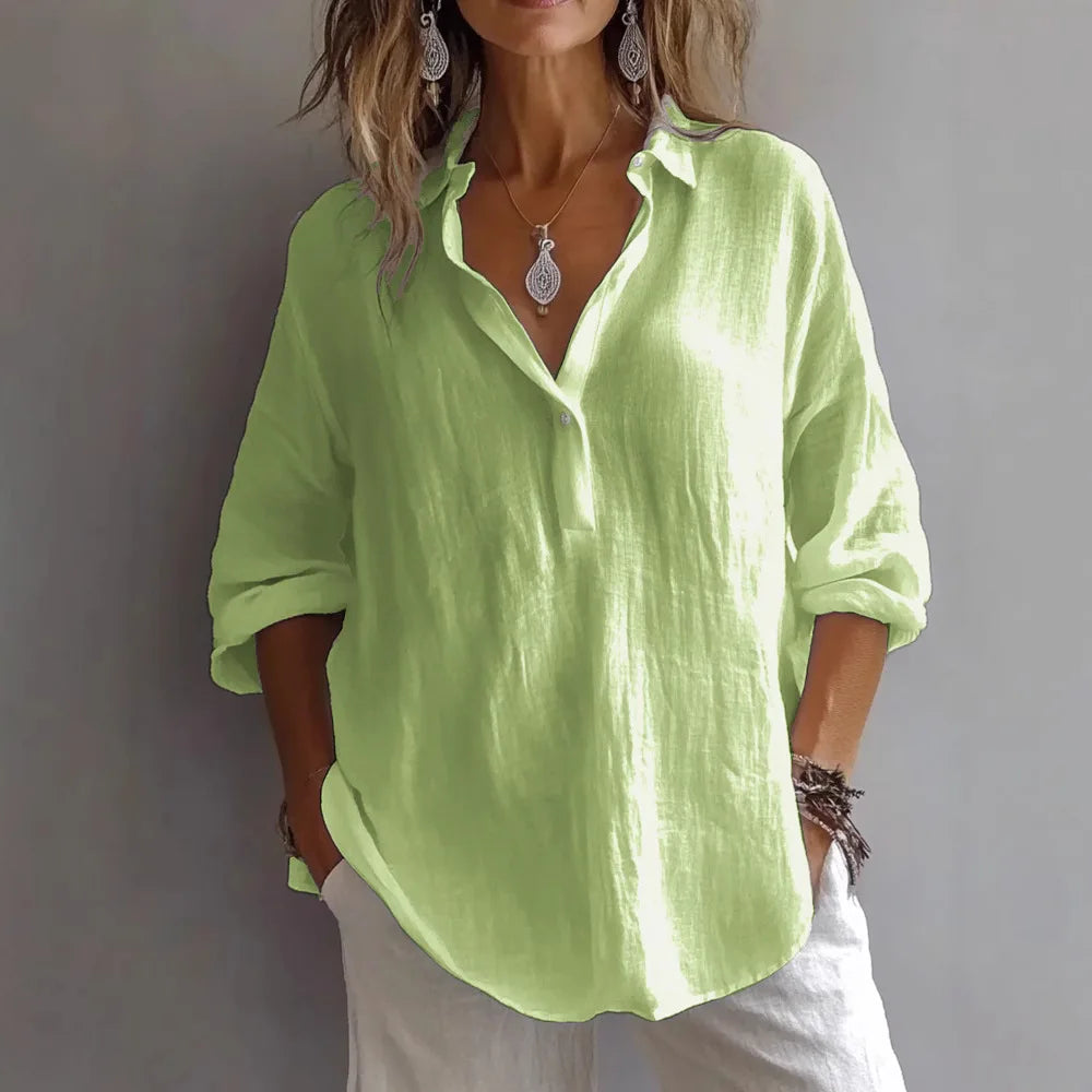Breezy Linen-Blend Blouse