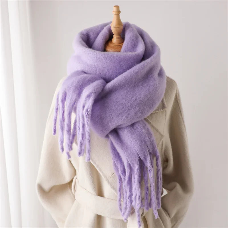 M&T Wear - Winter Scarf for Women Cashmere Warm Solid Pashmina Blanket Wraps Female Thick Soft Bufanda Big Tassel Shawl Long Poncho Echarpe - M&T Wear