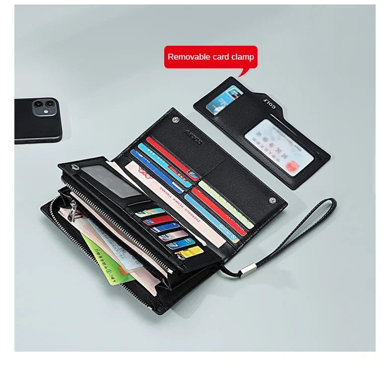 M&T Wear - GOLF Long Wallet for Men, Leather Clutch & Organizer
