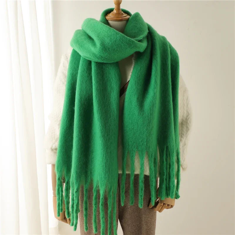 M&T Wear - Winter Scarf for Women Cashmere Warm Solid Pashmina Blanket Wraps Female Thick Soft Bufanda Big Tassel Shawl Long Poncho Echarpe - M&T Wear