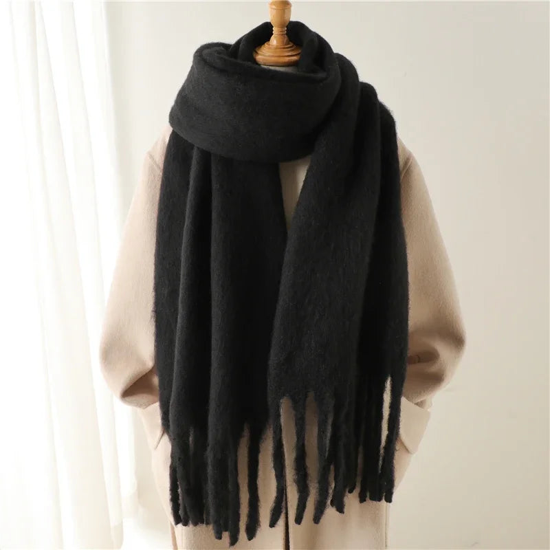 M&T Wear - Winter Scarf for Women Cashmere Warm Solid Pashmina Blanket Wraps Female Thick Soft Bufanda Big Tassel Shawl Long Poncho Echarpe - M&T Wear