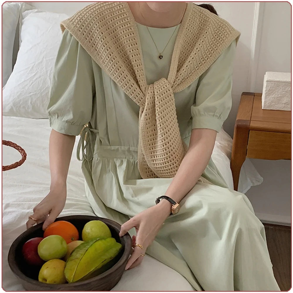 M&T Wear - Korean Knitted Shawl Winter Air Conditioning Fake Collar Neck Guard Knit Thin Knotted Cape Shoulder Warm Scarf For Women - M&T Wear