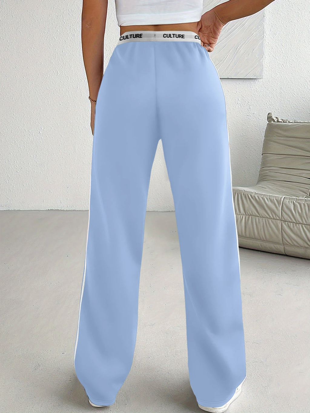 Side Stripe "CULTURE" Wide-Leg Sweatpants