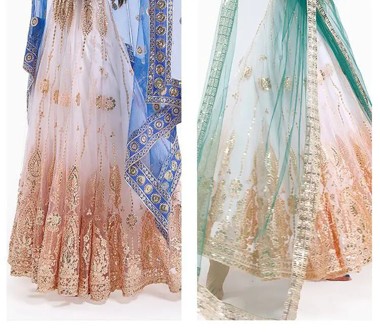 M&T Wear - Elegant Indian Embroidered Sari Shawl – 2025 Exotic Traditional Veil