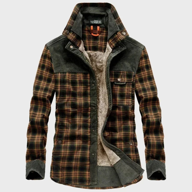 M&T Wear - Men's Windproof Plaid Fleece Shirt Jacket
