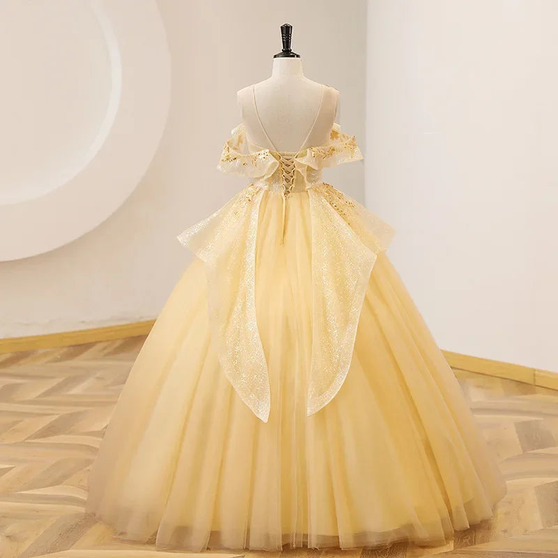 Champagne Organza Performance Ball Gown