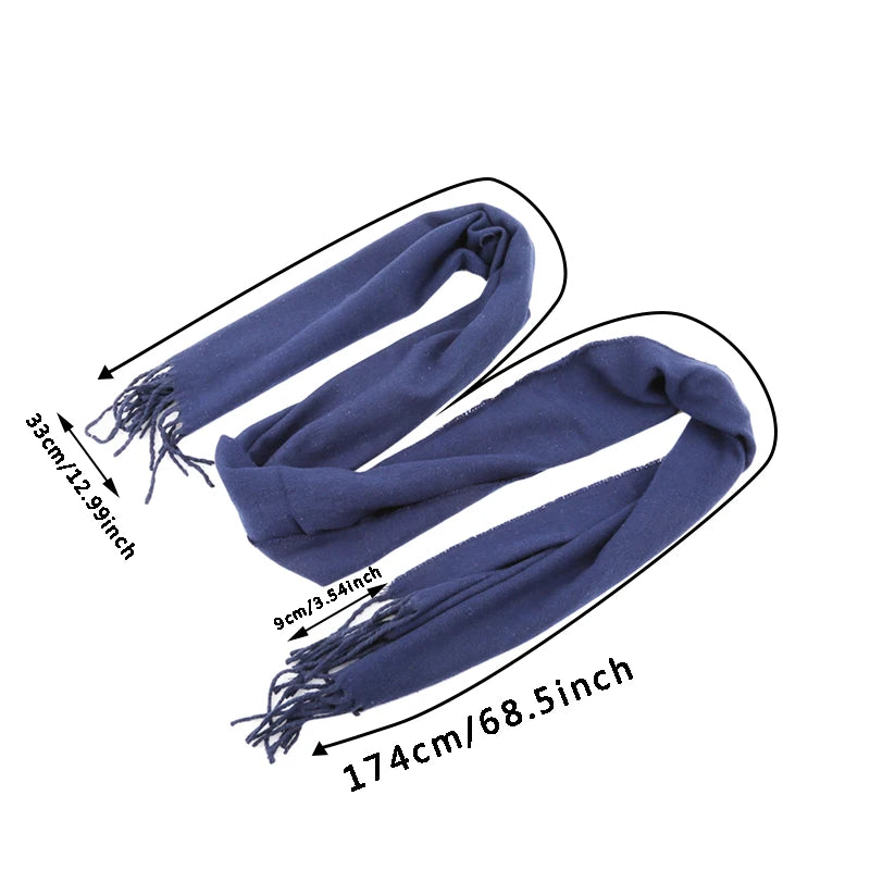 M&T Wear - Wool Scarves Winter Soft Warm Cashmere Shawl Thickened Long Tassel Shawl Warm Scarf Fashion Solid Color Women Man Scarf - M&T Wear