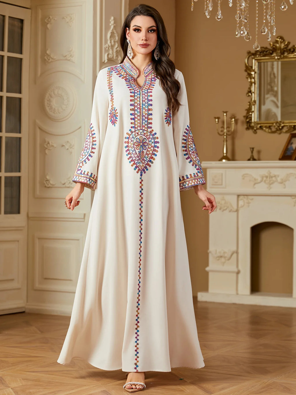 M&T Wear - Pakistani Women's Embroidered Loose abaya Dresses Elegant Casual Kaftan