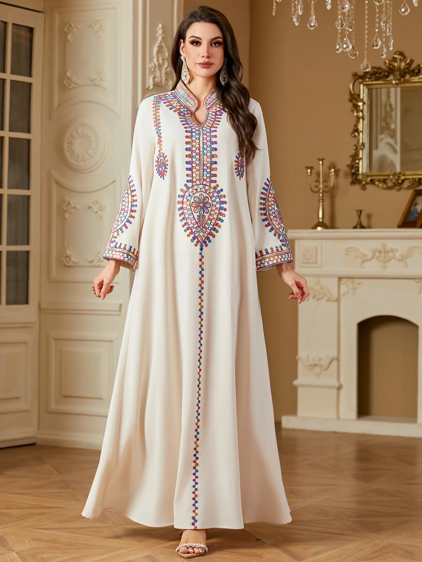 M&T Wear - Pakistani Women's Embroidered Loose abaya Dresses Elegant Casual Kaftan