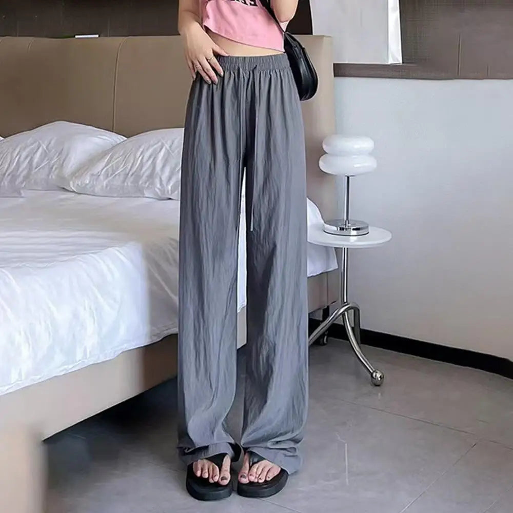 Summer Ice Silk Wide-Leg Trousers