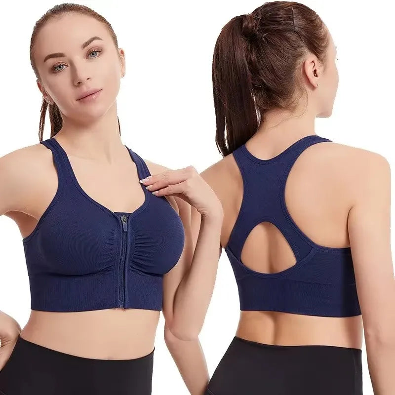 M&T Wear - Women's sports bra fitness top front zipper design sports vest fashionable bra yoga gym sports bra - M&T Wear