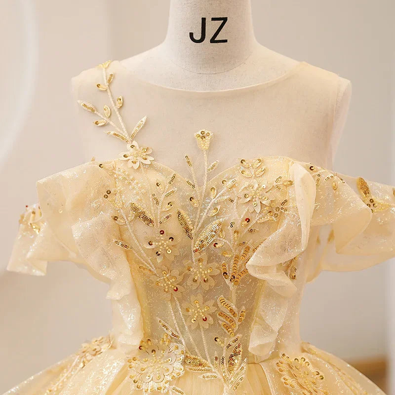 Champagne Organza Performance Ball Gown