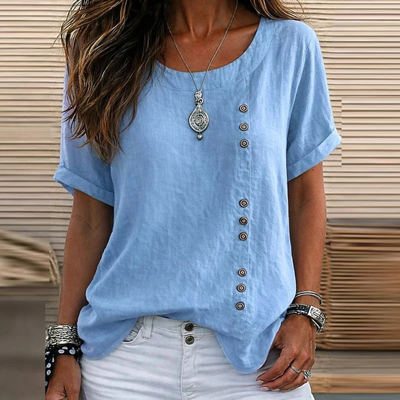 Vintage Button-Detail Tee