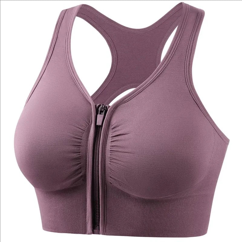 M&T Wear - Women's sports bra fitness top front zipper design sports vest fashionable bra yoga gym sports bra - M&T Wear