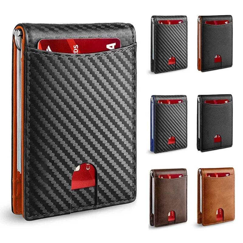 M&T Wear - Slim RFID Leather Money Clip Wallet for Men