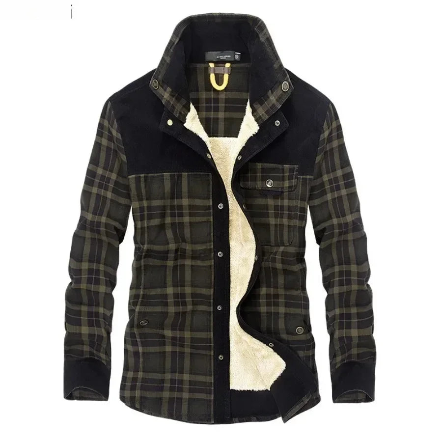 M&T Wear - Men's Windproof Plaid Fleece Shirt Jacket