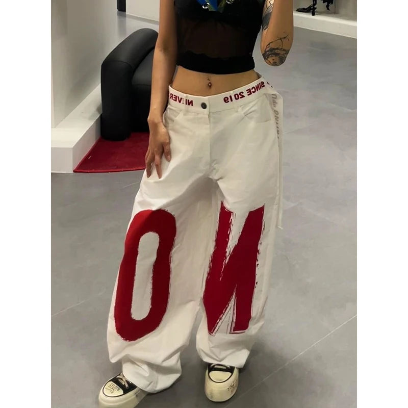 Letter Print Y2K Baggy Jeans