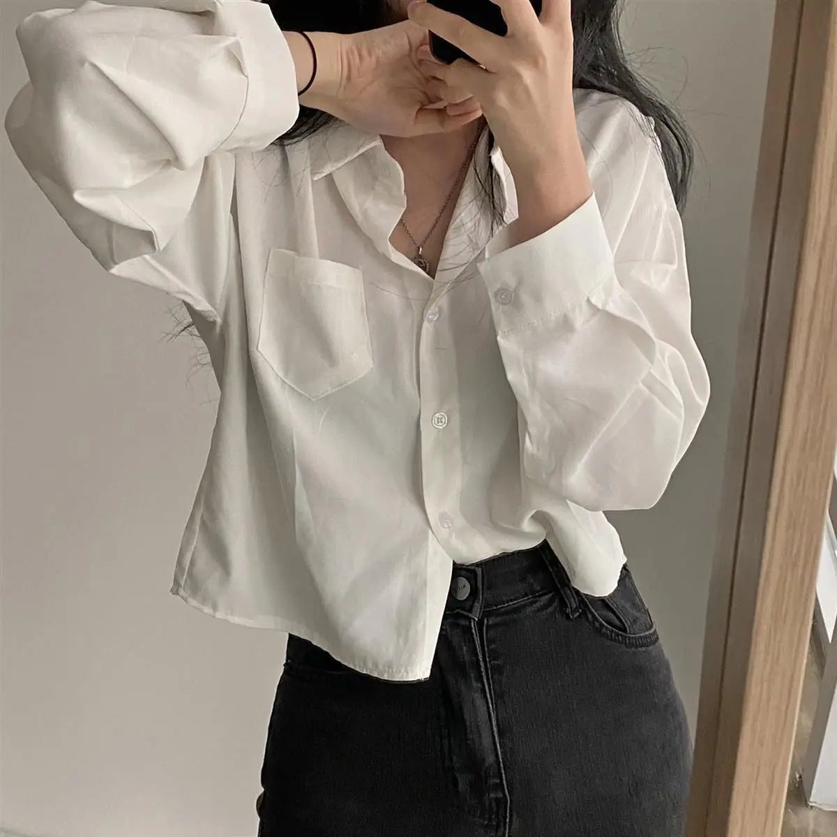 Single-Breasted Elegant Casual Blouse