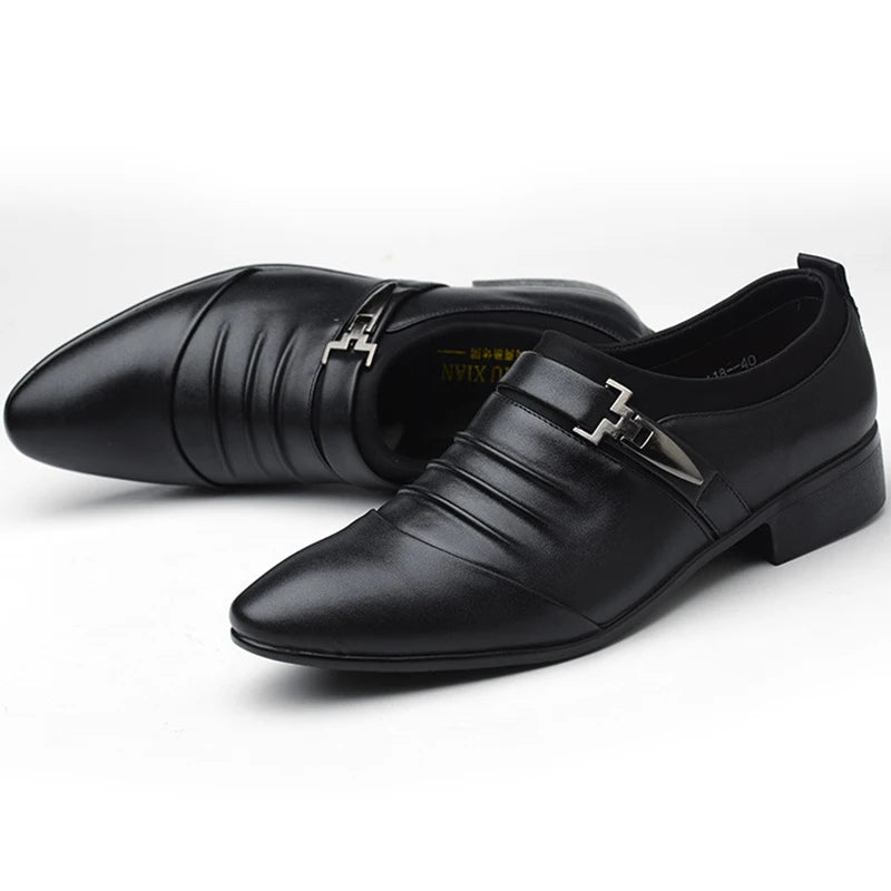 M&T Wear - Men's Classic PU Leather Slip-On Dress Shoes (Plus Size)