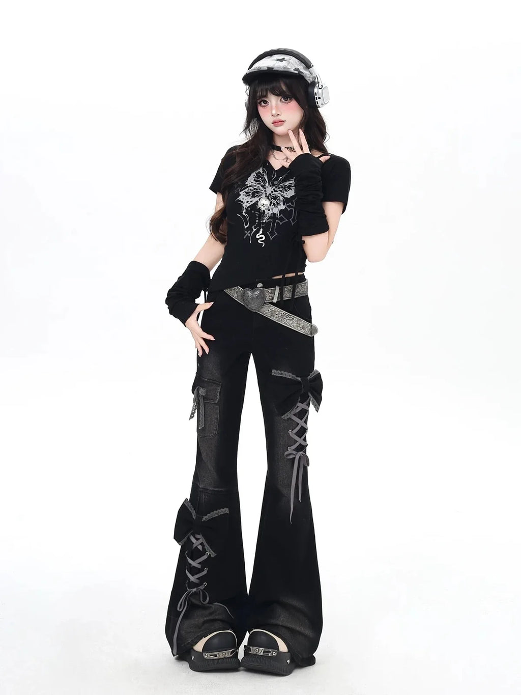 Y2K 3D Bow Flare Jeans
