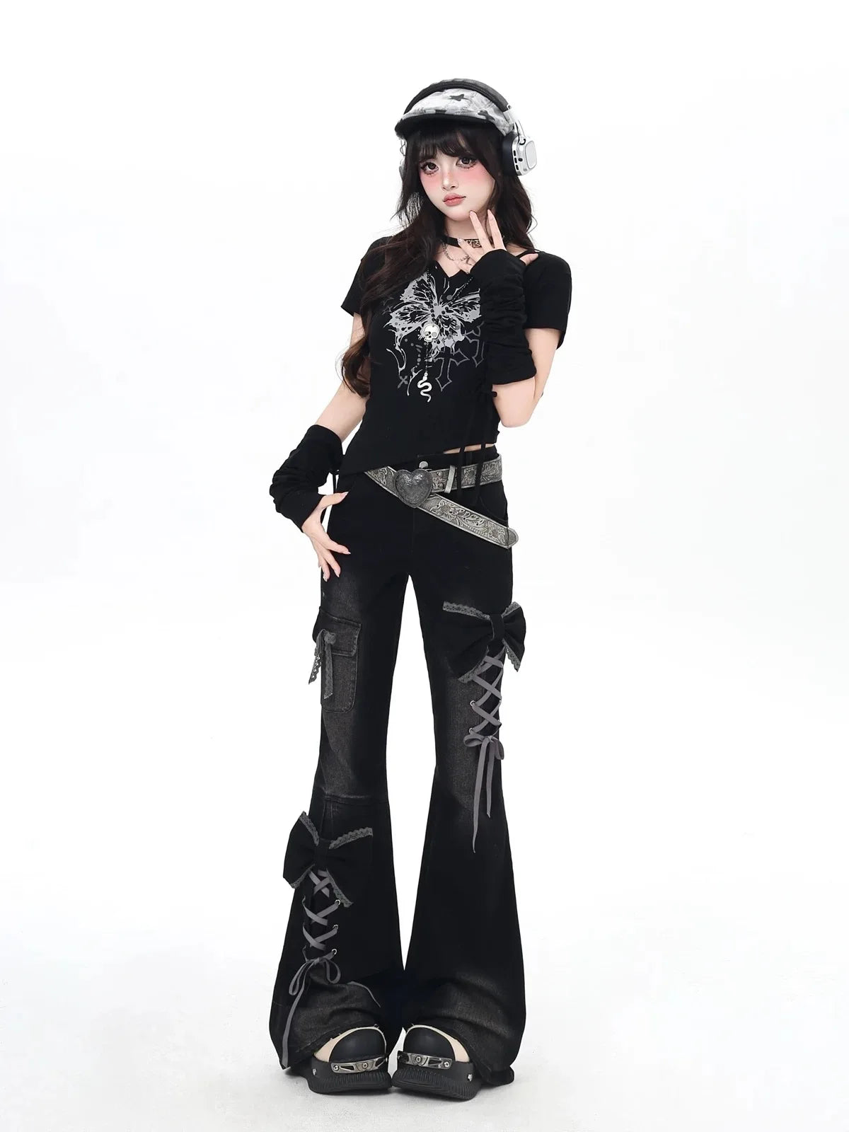 Y2K 3D Bow Flare Jeans