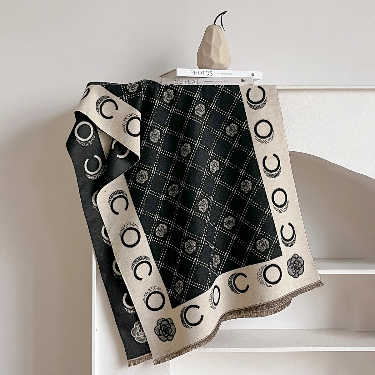 M&T Wear - Luxury Designer Brand Winter Blanket Scarf Shawls for Women Warm Pashmina Cashmere Exquisite Floral Print Large Wrap Long Foular - M&T Wear