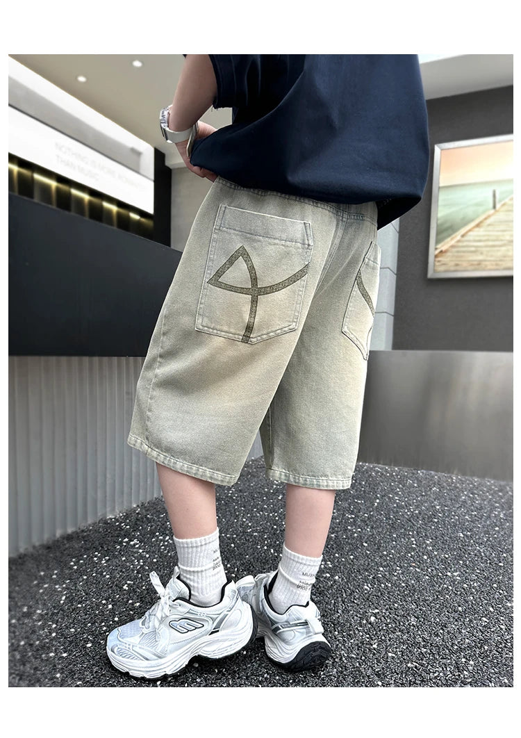 M&T Wear - Boys’ Stylish Mid-Calf Denim Capri Shorts